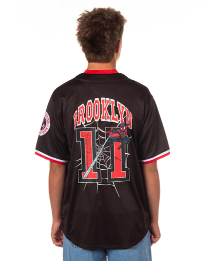 Marvel Comics Spider-Man Baseball Jersey Men's Miles Morales Button Up Shirt