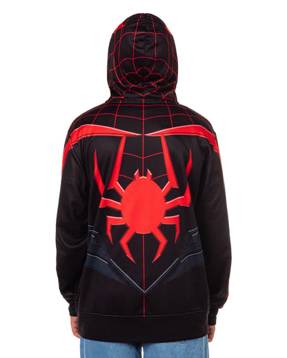 Spider-Man Hoodie Adult Miles Morales Costume Zip Up Sweatshirt