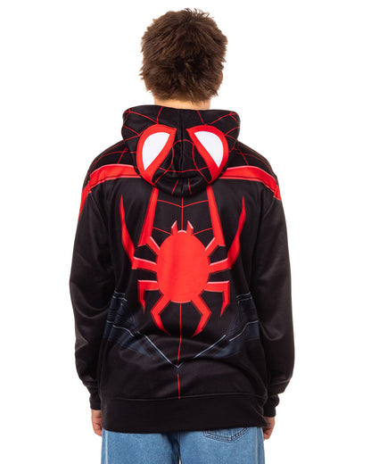 Spider-Man Hoodie Adult Miles Morales Costume Zip Up Sweatshirt