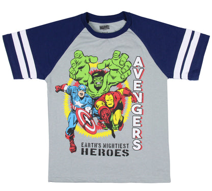 Marvel Avengers Boys' Hulk Iron Man Captain America Jersey T-Shirt Tee