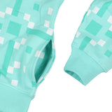 Mad Engine Minecraft Boys' Diamond Steve Allover Pixelated Design Big Kids Full-Zip Hoodie Rubber Sword Zipper Pull (X-Large) Mint Green