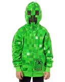 Minecraft Boys' I Am Creeper Allover Pixel Design Full-Zip Hoodie