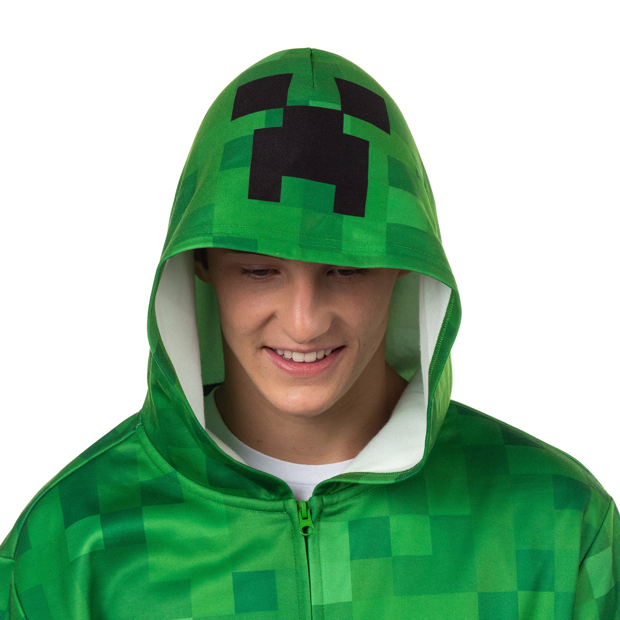 Minecraft Hoodie Men's Creeper Video Game Zip Up Costume Sweatshirt