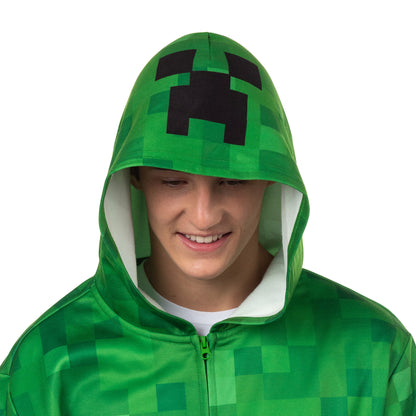 Minecraft Hoodie Men's Creeper Video Game Zip Up Costume Sweatshirt