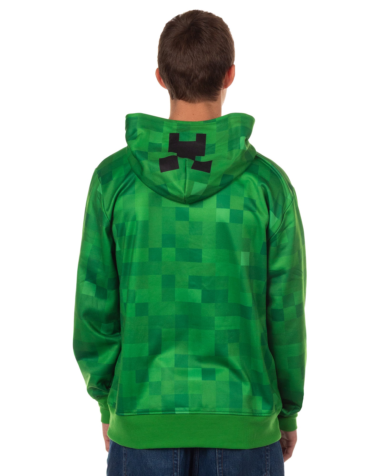 Minecraft Hoodie Men's Creeper Video Game Zip Up Costume Sweatshirt
