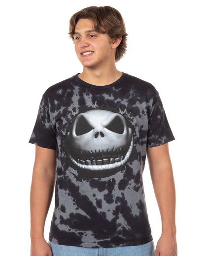 Nightmare Before Christmas T Shirt Mens Jack Front And Back Print Tie Dye Tee