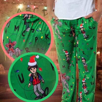 Stranger Things Men's Sketch Characters And Light Strings Pajama Pants