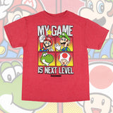 Super Mario Boys' My Game Is Next Level Character Boxes Graphic T-Shirt