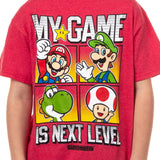 Super Mario Boys' My Game Is Next Level Character Boxes Graphic T-Shirt