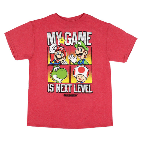 Super Mario Boys' My Game Is Next Level Character Boxes Graphic T-Shirt