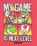 Super Mario Boys' My Game Is Next Level Character Boxes Graphic T-Shirt