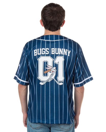 Looney Tunes Bugs Bunny Baseball Jersey #01 Men's Short Sleeve Button Top