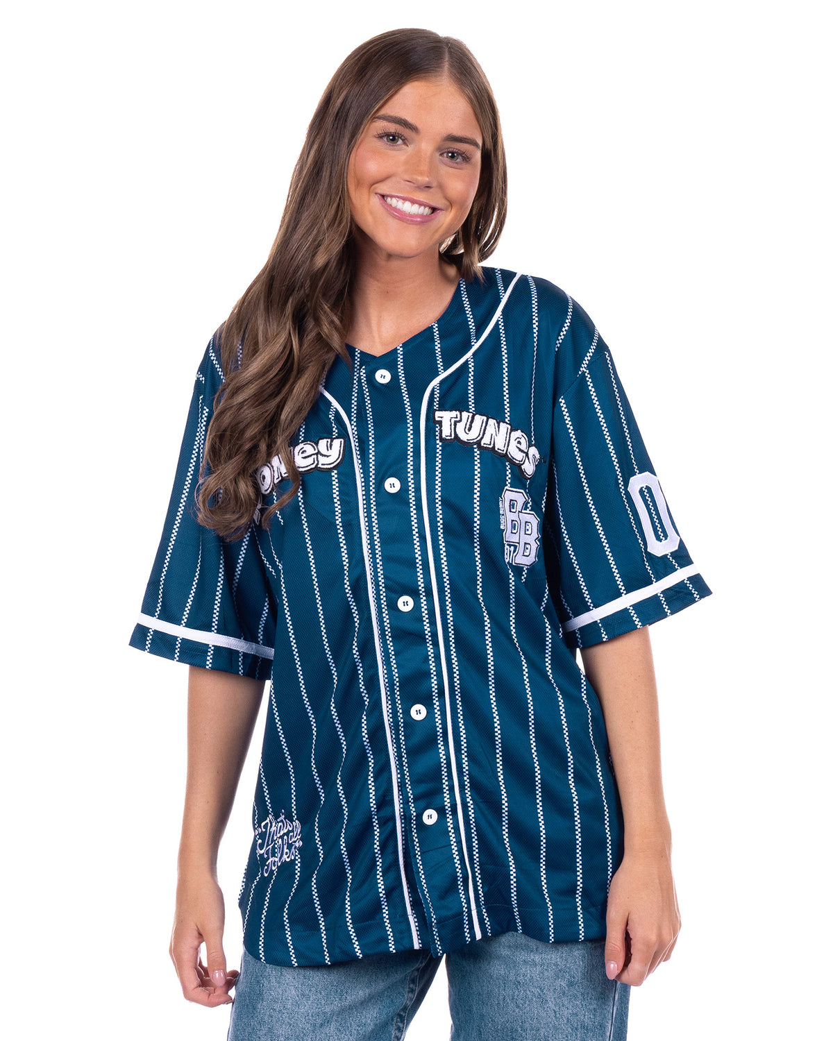 Looney Tunes Bugs Bunny Baseball Jersey #01 Men's Short Sleeve Button Top