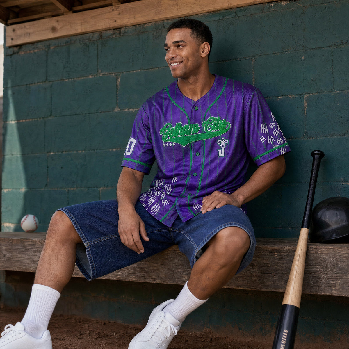 DC Comics Baseball Jersey Joker #40 Gotham City Men's Button Up Shirt