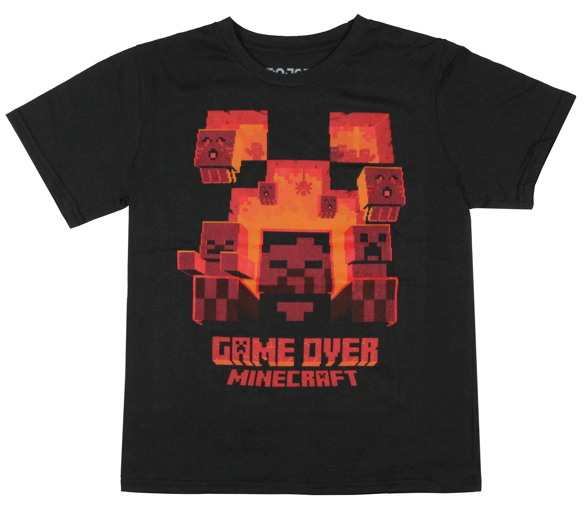 Minecraft Flaming Game Over Pixel Design T-Shirt (M)