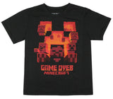 Minecraft Flaming Game Over Pixel Design T-Shirt (M)
