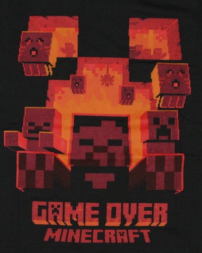 Minecraft Flaming Game Over Pixel Design T-Shirt (M)