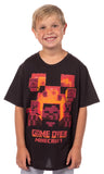 Minecraft Flaming Game Over Pixel Design T-Shirt (M)