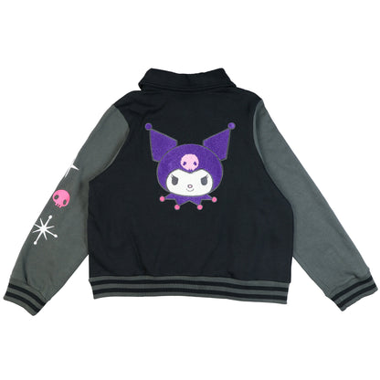 Sanrio Kuromi Varsity Jacket Women's Embroidered Patch Button Up