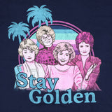 Golden Girls Men's T-Shirt Stay Golden Palm Tree Design Tee (Large)