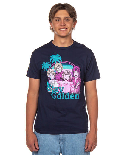 Golden Girls Men's T-Shirt Stay Golden Palm Tree Design Tee (Medium)
