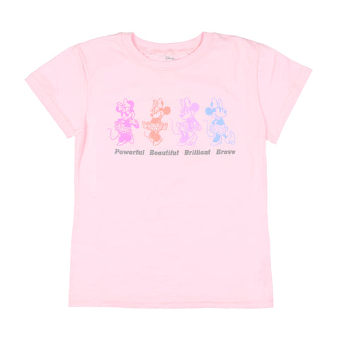 Disney Girls' Minnie Mouse Powerful Beautiful Brilliant Brave T-Shirt (M)