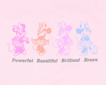 Disney Girls' Minnie Mouse Powerful Beautiful Brilliant Brave T-Shirt