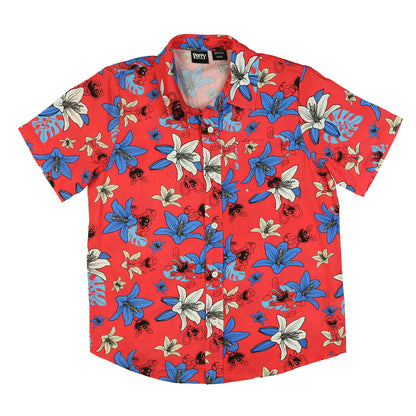 Poppy Playtime Hawaiian Shirt Boys' Tropical Print Button-Up Woven Top