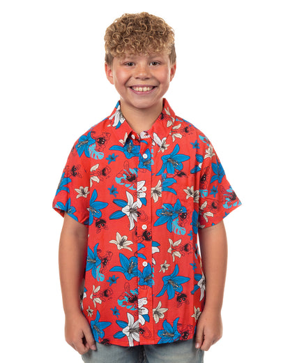 Poppy Playtime Hawaiian Shirt Boys' Tropical Print Button-Up Woven Top