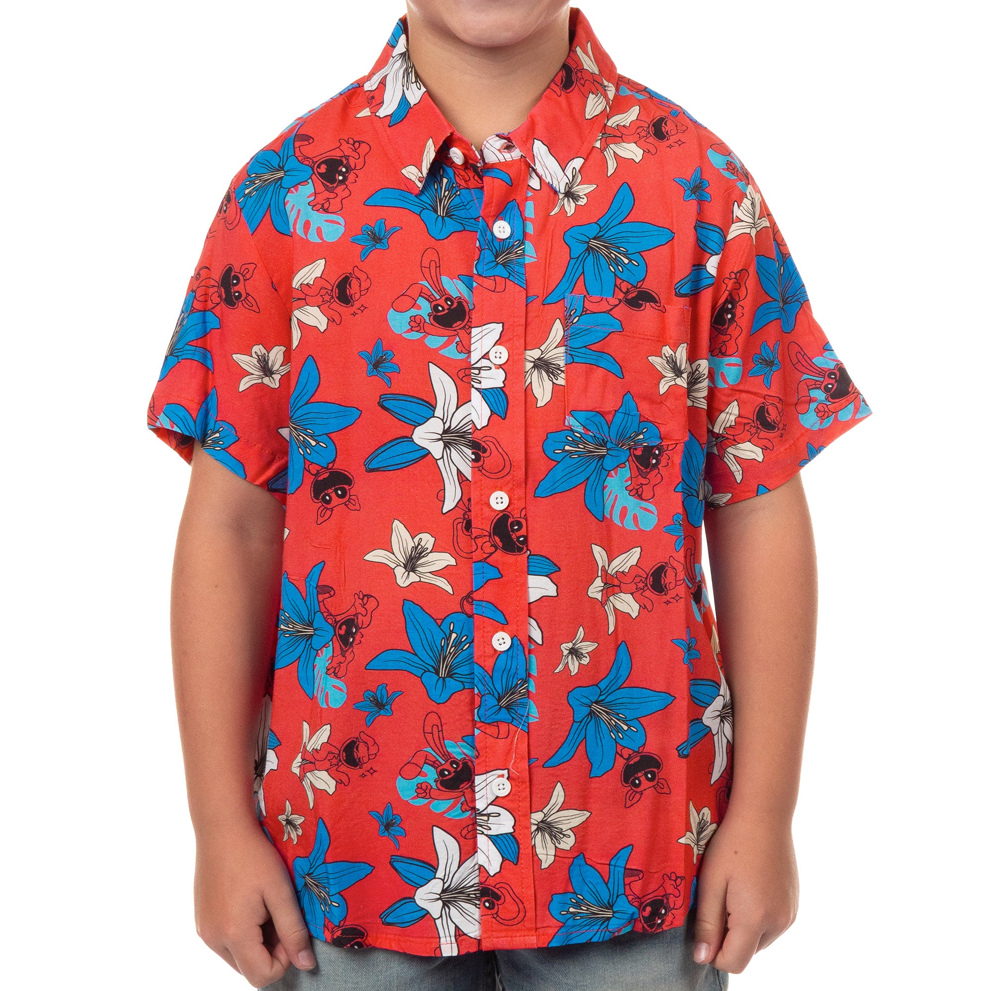 Poppy Playtime Hawaiian Shirt Boys' Tropical Print Button-Up Woven Top