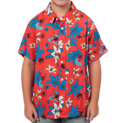 Poppy Playtime Hawaiian Shirt Boys' Tropical Print Button-Up Woven Top