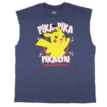 Pokemon Tank Top Men's Pika Pika Pikachu Muscle Sleeveless T-Shirt