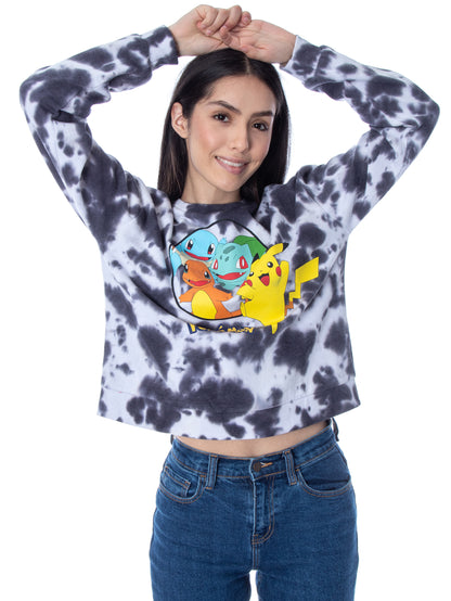 Pokemon Women's Pikachu Bulbasaur Charmander Squirtle Tie Dye Pullover Sweatshirt