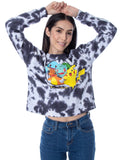 Pokémon Women's Pikachu Bulbasaur Charmander Squirtle Tie Dye Pullover Sweatshirt