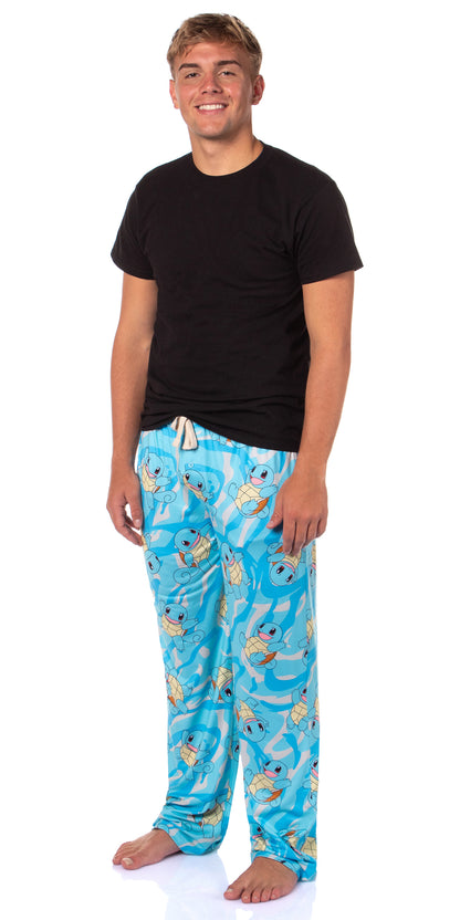 Pokemon Men's Squirtle #007 Water All Over Print Pajama Lounge Pants