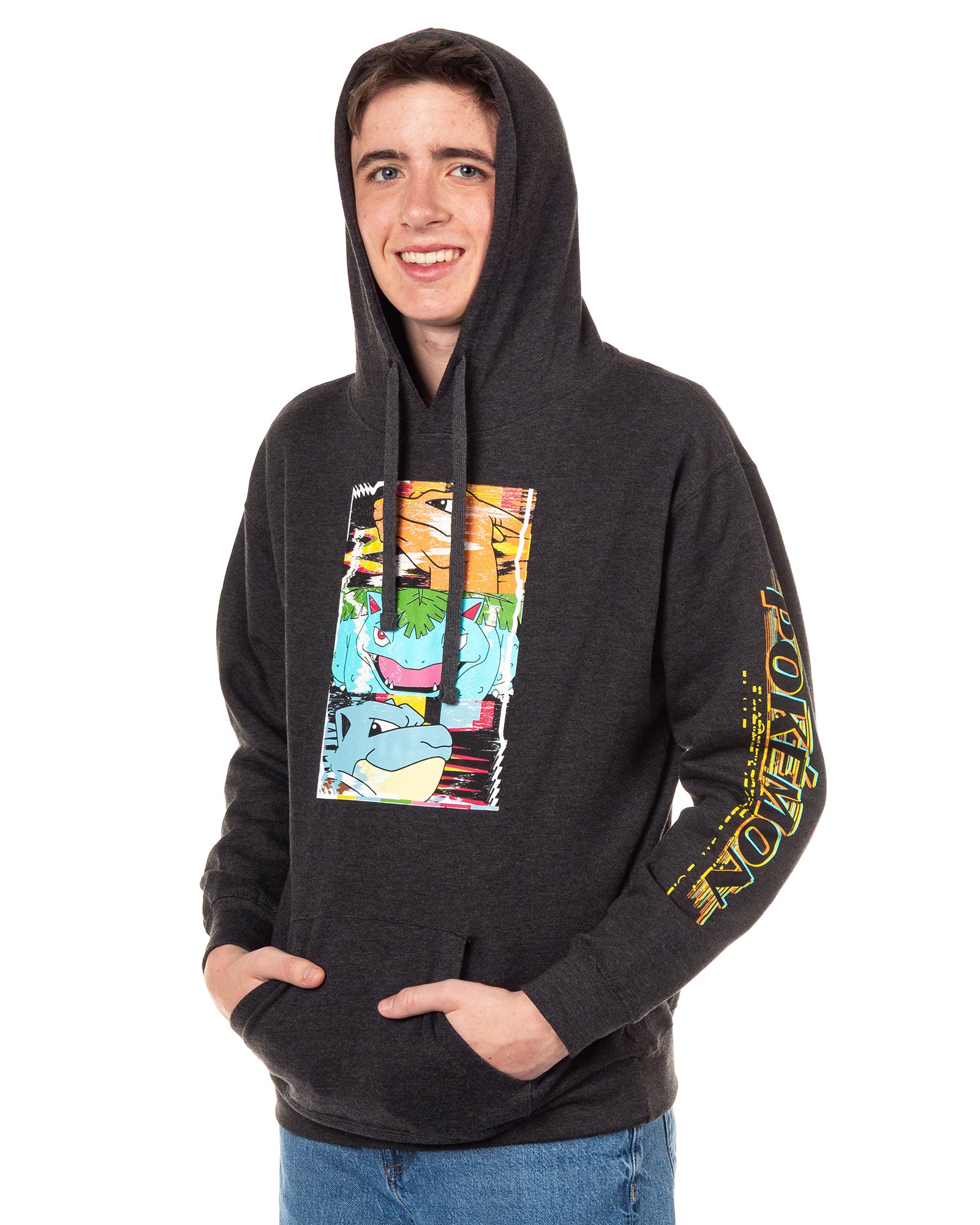 Pokemon Men's Distortion Box Charizard Venusaur Blastoise Pullover Hoodie