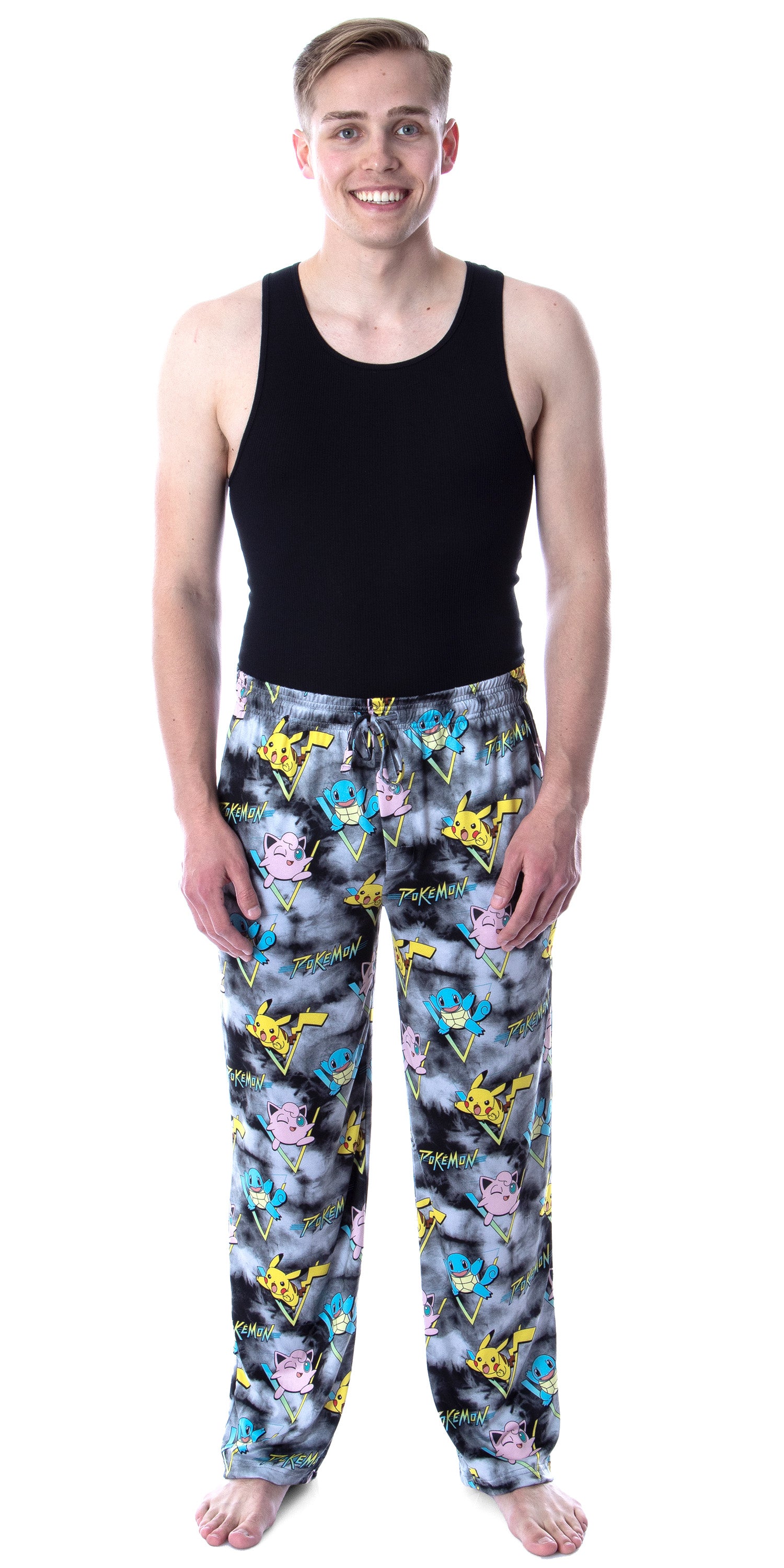 Pokemon Men's Pikachu Squirtle and Jigglypuff Tie Dye Sleep Pajama Pants