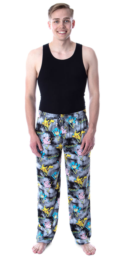 Pokemon Men's Pikachu Squirtle and Jigglypuff Tie Dye Sleep Pajama Pants