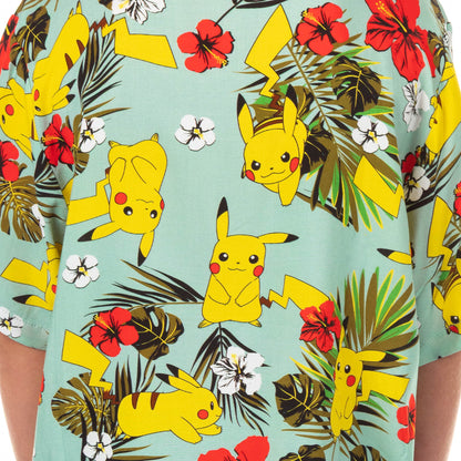 Pokemon Shirt Boy's Pikachu Hawaiian Short Sleeve Button Up Top