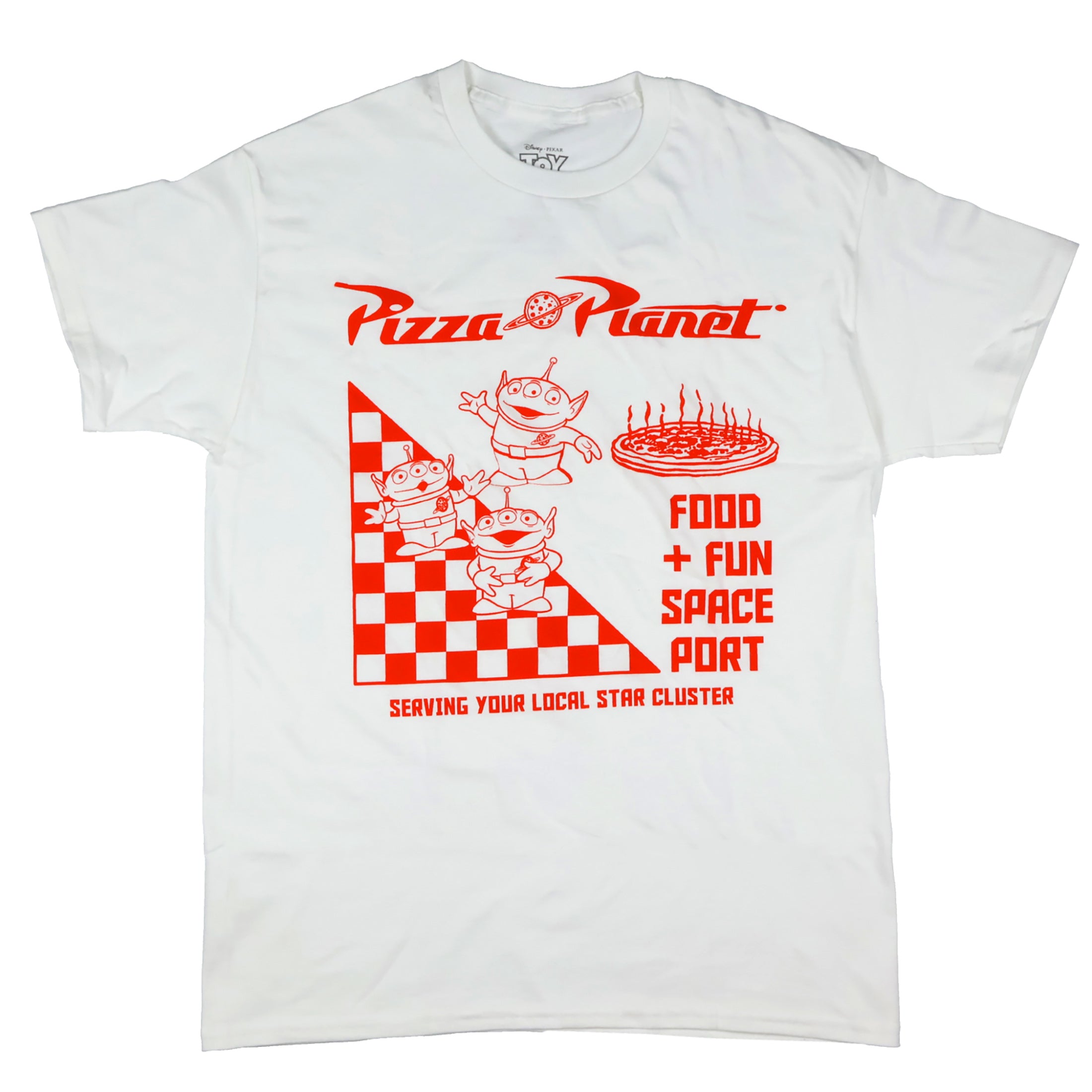 Toy Story T Shirt Men's Pizza Planet Food and Fun Space Port Graphic Tee