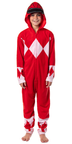 Power Rangers Boys Red Ranger Hooded Costume Union Suit Sleeper Pajama