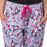 Kuromi Women's Punk Rabbit Allover Print Design Adult Lounge Pajama Pants