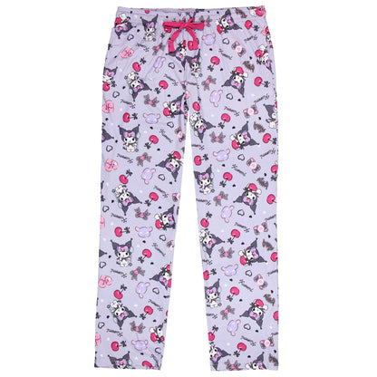 Kuromi Women's Punk Rabbit Allover Print Design Adult Lounge Pajama Pants