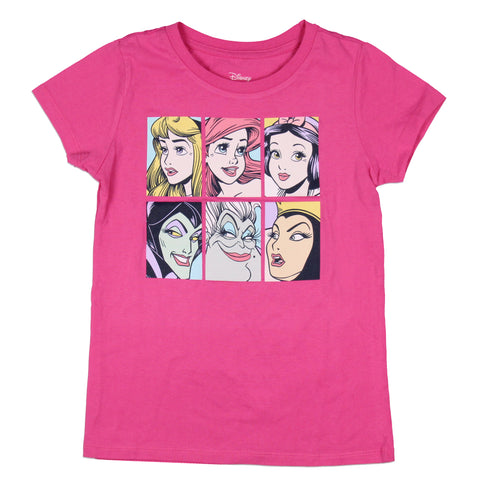 Disney Princess Girls' 3 Princesses 3 Villains Graphic Block T-Shirt