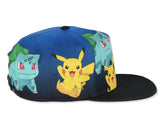 Pokemon The Original Starters Blue Gradient Snapback Cap