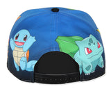 Pokemon The Original Starters Blue Gradient Snapback Cap