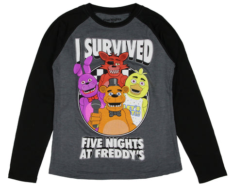 Five Nights at Freddy's Boys' I Survived Raglan Long-Sleeve T-Shirt (L, 14/16)