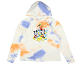 Disney Woman's Retro Mickey and Friends Tie-Dye Cropped Hooded Adult Shirt