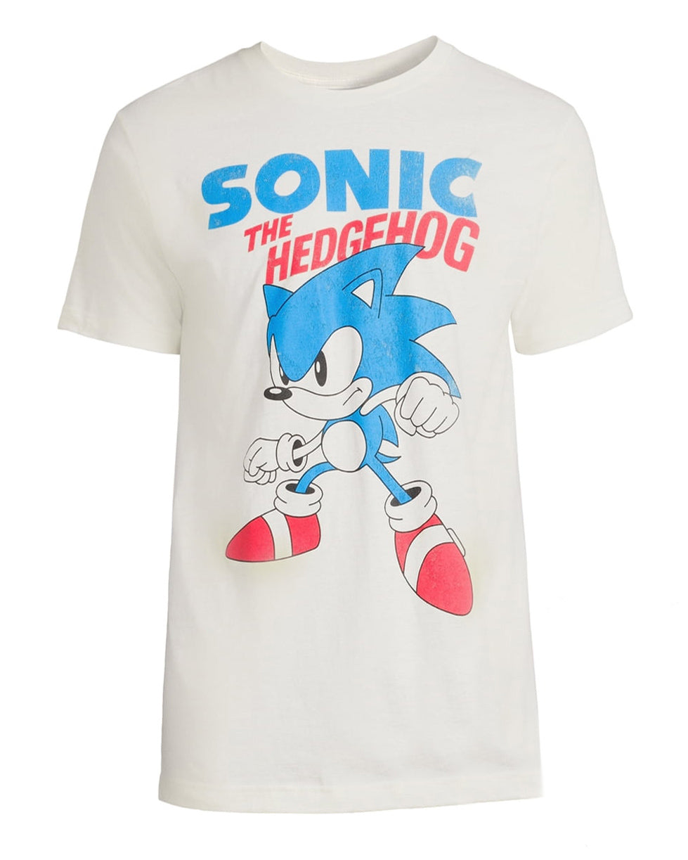 Sonic The Hedgehog T-Shirt Men's Distressed Action Pose Short Sleeve Tee