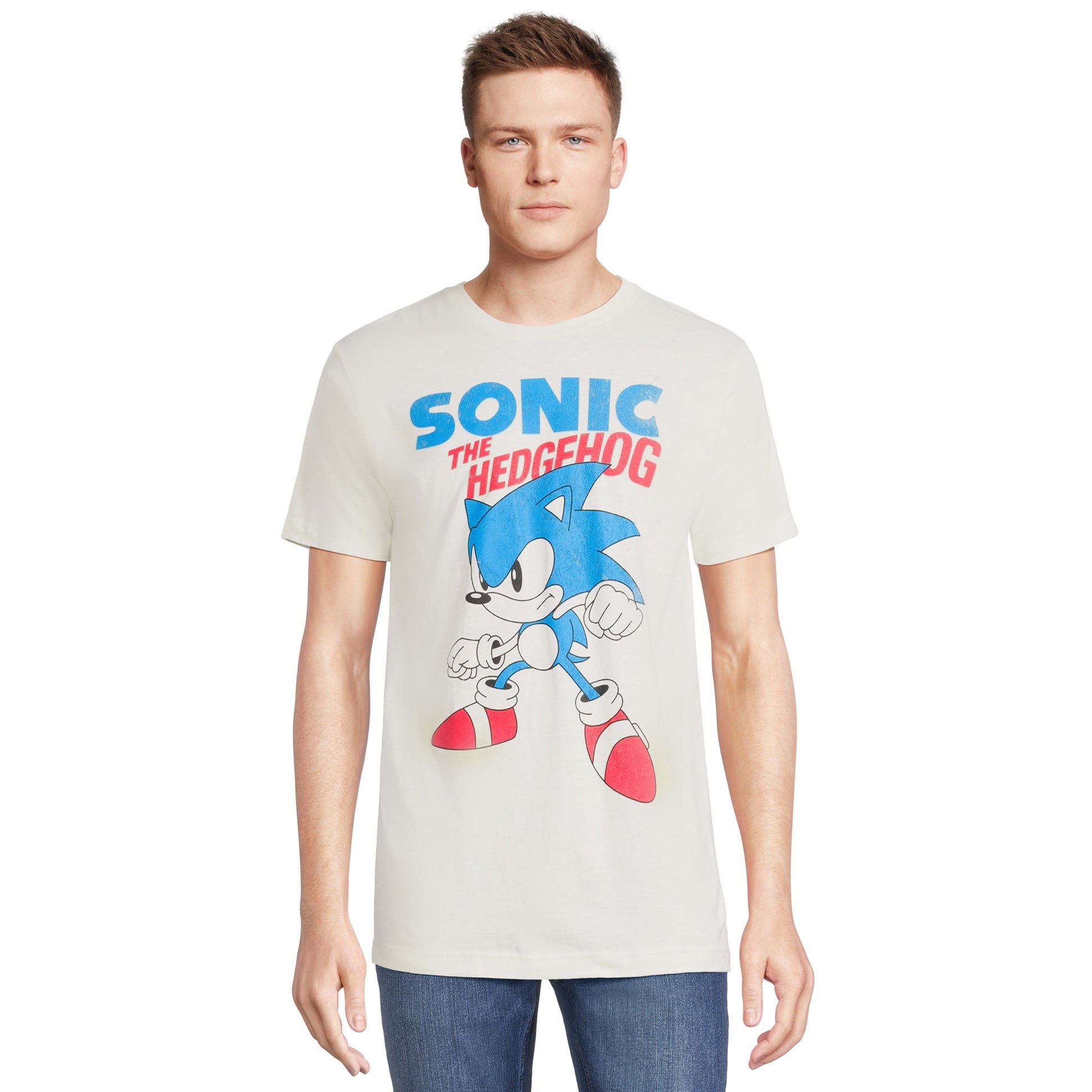 Sonic The Hedgehog T-Shirt Men's Distressed Action Pose Short Sleeve Tee